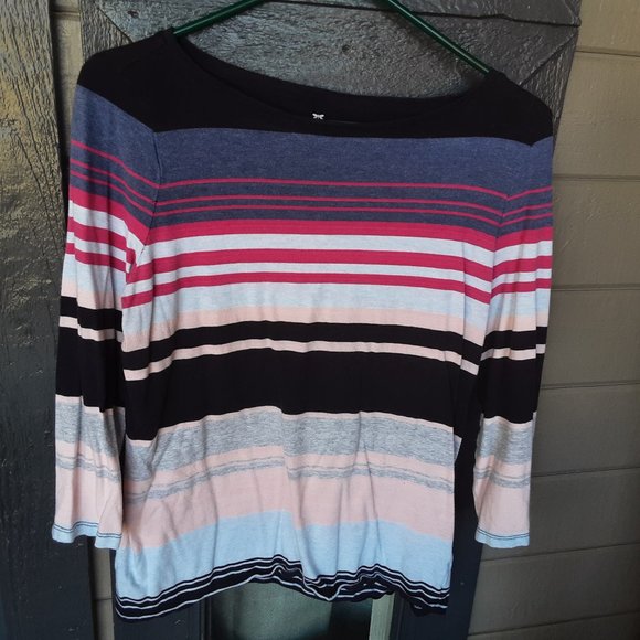 Talbots Multicolored Striped Long Sleeved Shirt Size LP - Picture 1 of 3